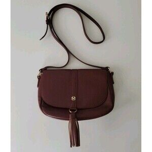 Mark & Hall Burgundy Tassel Faux Leather Adjustable Strap Crossbody Purse